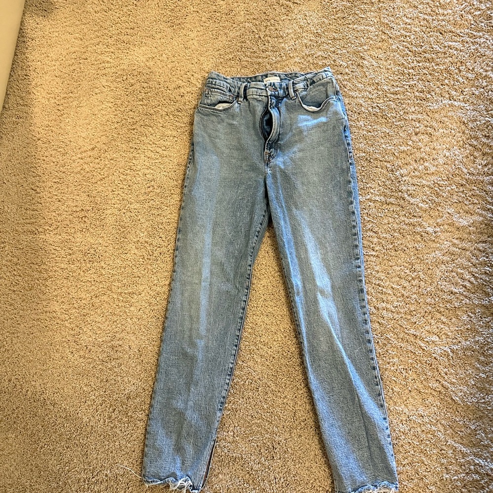 Good American size 10/30 straight legged Frey bottom jeans.